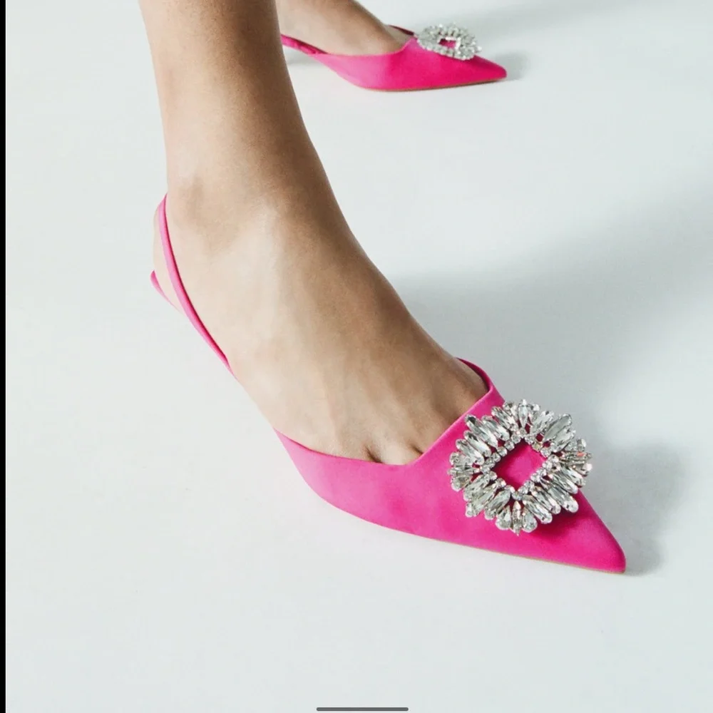 Zara Shimmery Slingback Heels - Picture 5 of 8